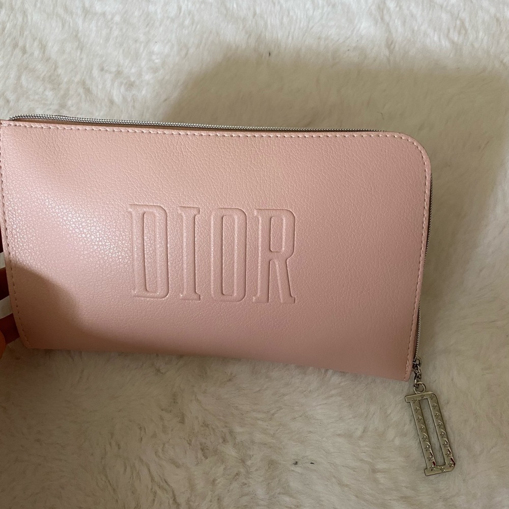 Baby pink Dior makeup bag